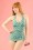 Bettie Page Swimwear - 50s Retro Rushed Halter Swimsuit in Blue and Green 2