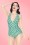 Bettie Page Swimwear - 50s Retro Rushed Halter Swimsuit in Blue and Green 3