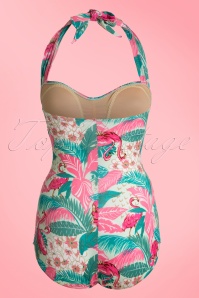 Bettie Page Swimwear - Flamingo Sarong-Front-Badeanzug in Minze 5