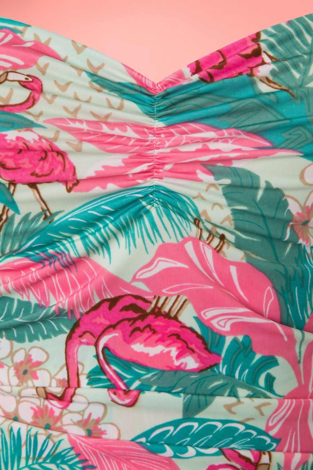50s Flamingo Sarong Front Swimsuit in Mint