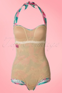 Bettie Page Swimwear - Flamingo Sarong-Front-Badeanzug in Minze 7