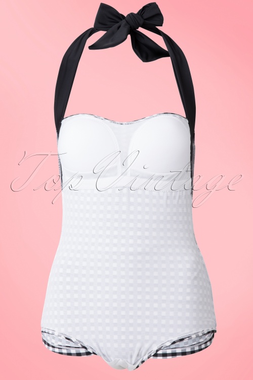 Bunny - 50s Elsie Gingham Swimsuit in Black and White 8