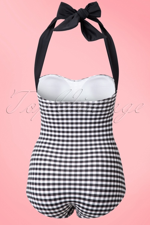 Bunny - 50s Elsie Gingham Swimsuit in Black and White 7
