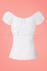 Collectif Clothing - 50s Lorena Plain Top in White 4