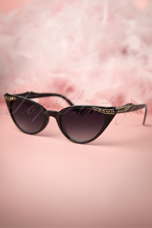 So Retro - Vintage Cat Eye Diamond Sunglasses Années 1950 en Noir 3