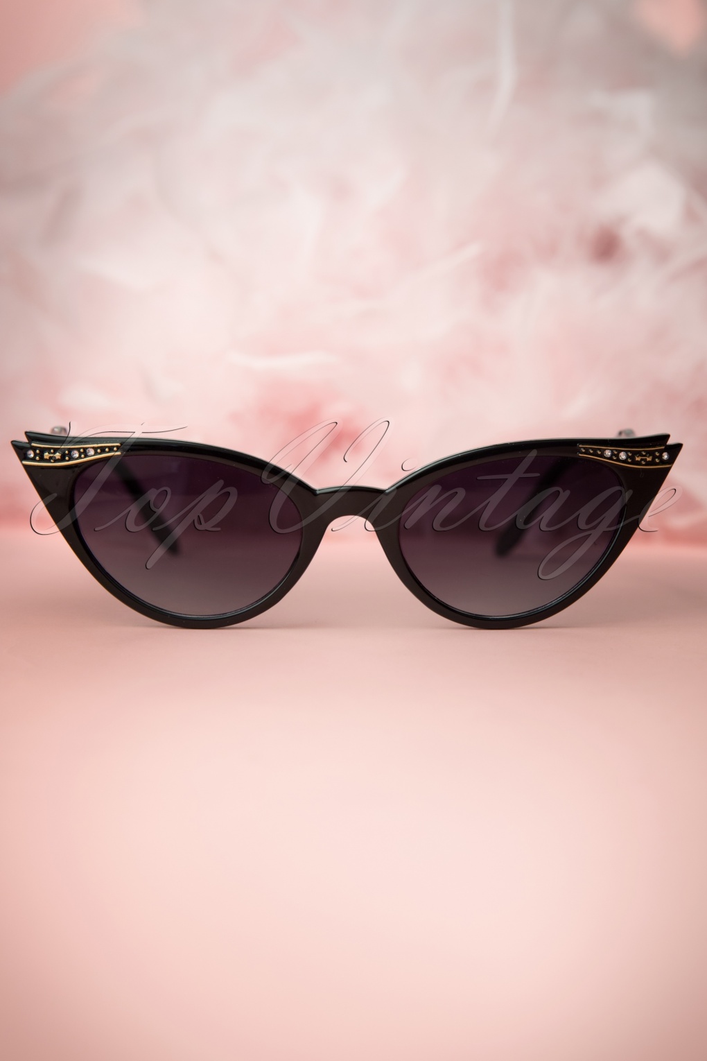 50s Vintage Cat Eye Diamond Sunglasses In Black 4635