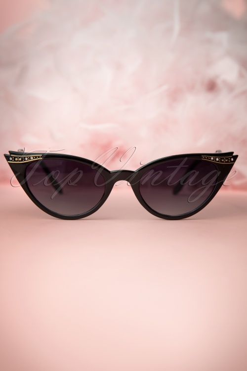 So Retro - Vintage Cat Eye Diamond Sunglasses Années 1950 en Noir 2