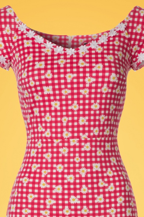 Vintage Chic for Topvintage - Rachel Checked Pencil Dress Années 50 en Rouge et Blanc 3