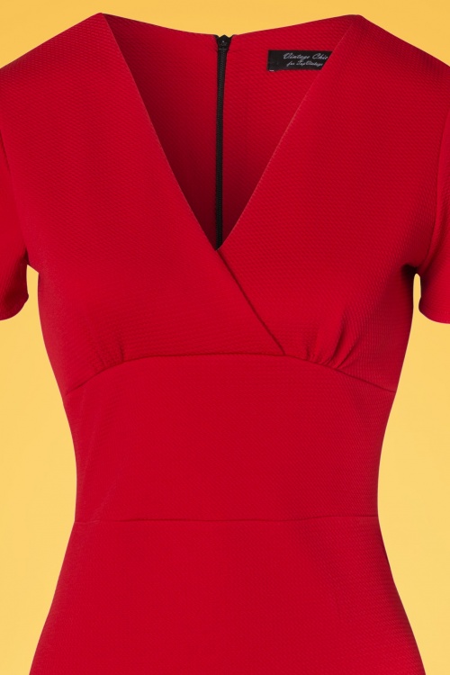 Vintage Chic for Topvintage - Peggy Waterfall Pencil Dress Années 50 en Rouge 3