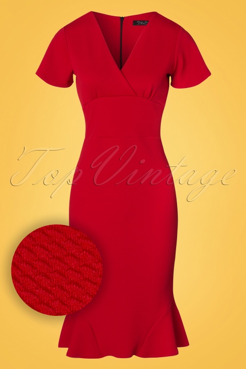Vintage Chic for Topvintage - 50s Peggy Waterfall Pencil Dress in Red 2