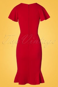 Vintage Chic for Topvintage - Peggy Wasserfall-Bleistiftkleid in Rot 5