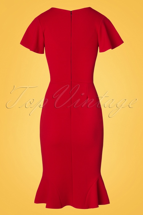 Vintage Chic for Topvintage - Peggy Wasserfall-Bleistiftkleid in Rot 5