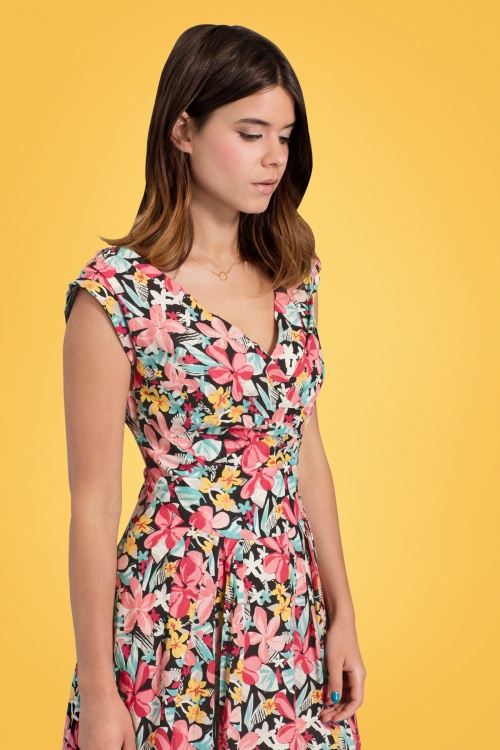 Emily and Fin - Florence Exotic Blooms Dress Années 50 Multicolore 7