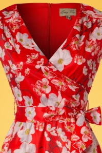 Lindy Bop - Dawn Flower Swing-Kleid in Rot 3