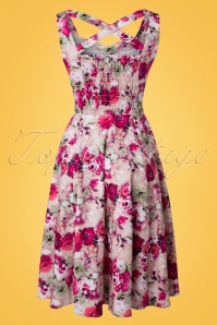 Hearts & Roses - 50s Samantha Floral Swing Dress in Pink 6