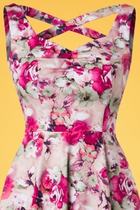 Hearts & Roses - 50s Samantha Floral Swing Dress in Pink 4
