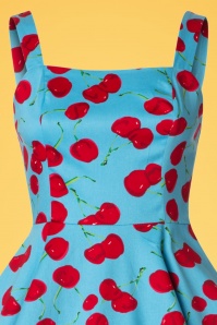 Hearts & Roses - 50s Martina Cherry Sun Swing Dress in Aqua Blue 5