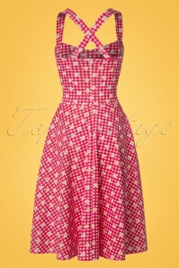 Vintage Chic for Topvintage - Judith geruite swingjurk in rood en wit 5