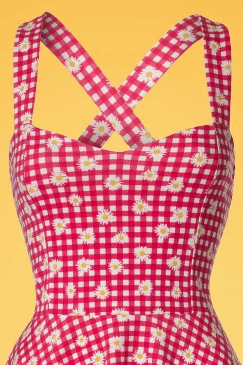 Vintage Chic for Topvintage - Judith Checked Swing Dress Années 50 en Rouge et Blanc 3