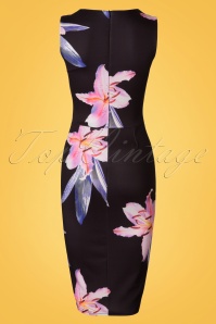 Vintage Chic for Topvintage - 50s Veronica Floral Pencil Dress in Black 5