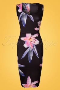 Vintage Chic for Topvintage - 50s Veronica Floral Pencil Dress in Black 2