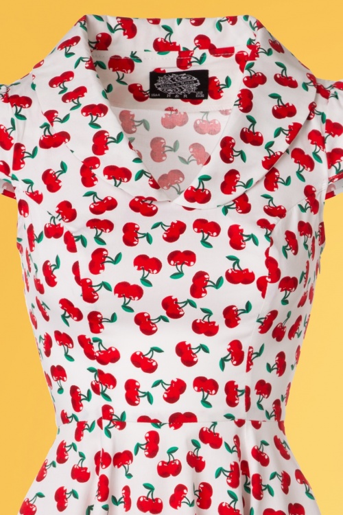 Hearts & Roses - Blossom Cherry Swing-jurk in wit 4