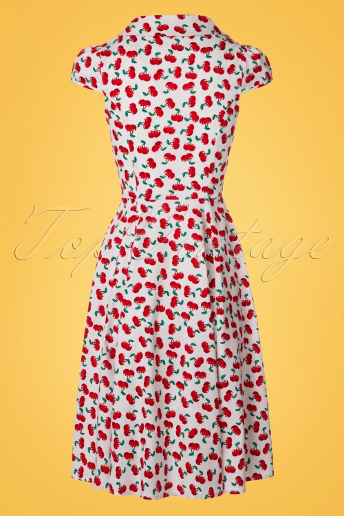 Hearts & Roses - Blossom Cherry Swing Dress Années 50 en Blanc 7