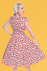 Hearts & Roses - Blossom Cherry Swing Dress Années 50 en Blanc 9