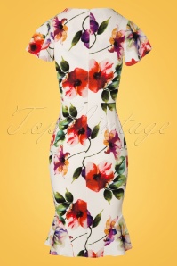 Vintage Chic for Topvintage - Peggy Floral Waterfall Pencil Dress Années 50 en Ivoire 5