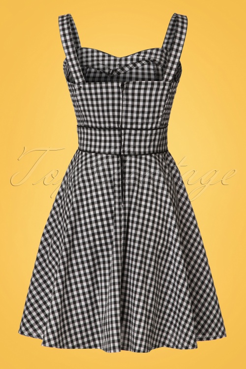 Bunny - 50s Bridget Gingham Mini Swing Dress in Black and White 6