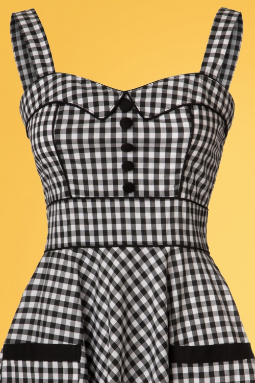 Bunny - Bridget Gingham mini-swingjurk in zwart en wit 4