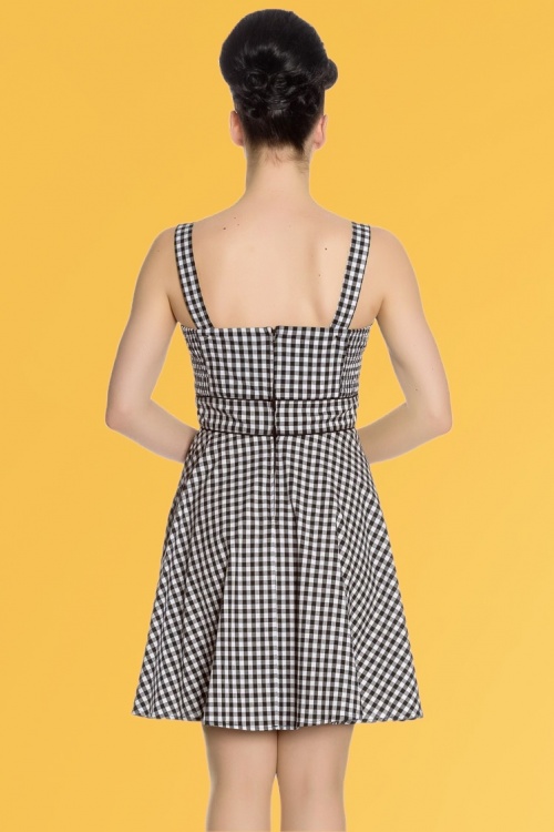 Bunny - Bridget Gingham Mini-Swing-Kleid in Schwarz und Weiß 7