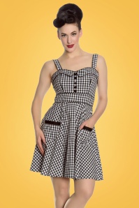 Bunny - 50s Bridget Gingham Mini Swing Dress in Black and White 3