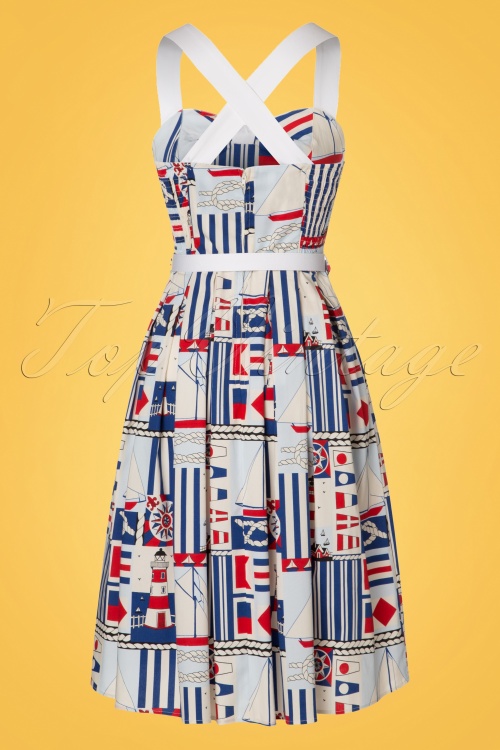 Bunny - 50s Lighthouse Swing Dress in Cream 5
