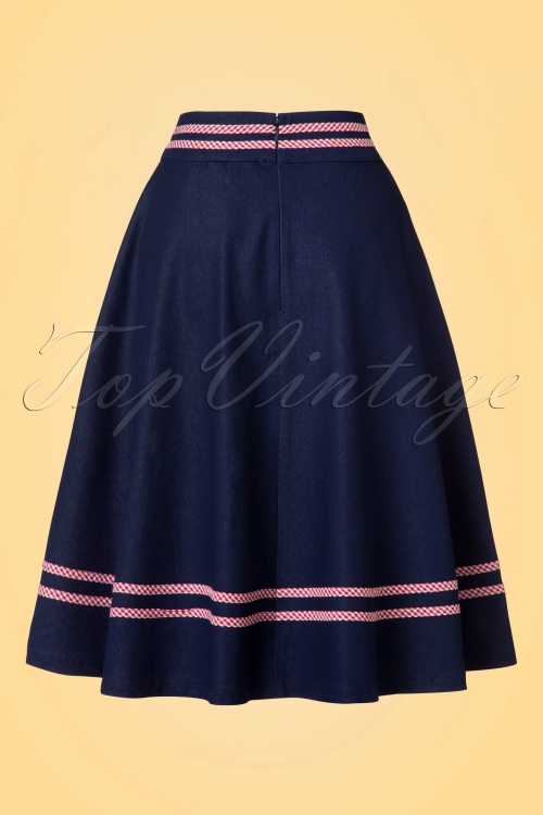 Banned Retro - 50s J'adore Swing Skirt in Navy 3
