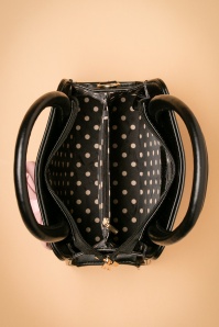 Banned Retro - 50s Carla Blossom Bow Handbag in Black and Pink 4