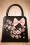 Banned Retro - Carla Blossom Bow Handbag Années 50 en Noir et Rose