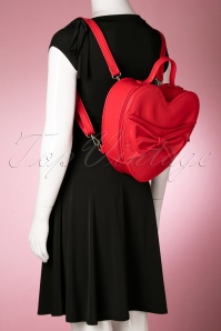 Banned Retro - Lala Love Heart Bag in donkerrood 9