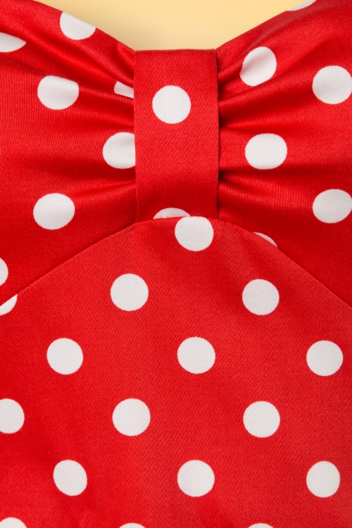 Lady V by Lady Vintage - Geflecktes Polkadot-Swing-Kleid in Rot 4