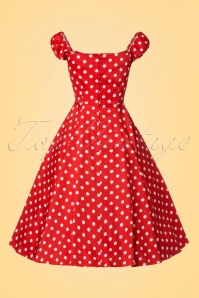Lady V by Lady Vintage - 50s Spotty Polkadot Swing Dress in Red 6