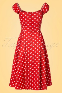 Lady V by Lady Vintage - 50s Spotty Polkadot Swing Dress in Red 5