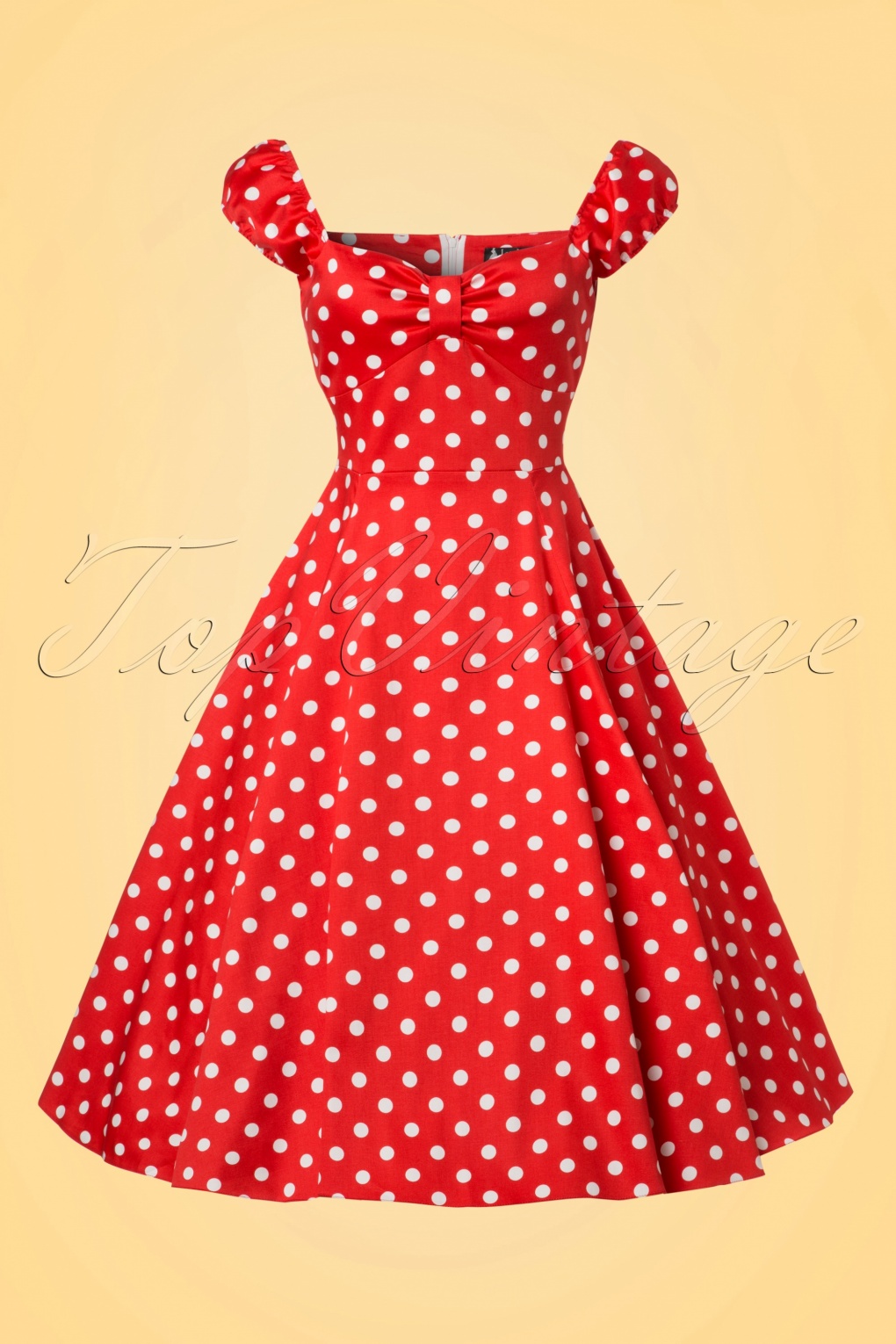 50s Spotty Polkadot Swing Dress in Red