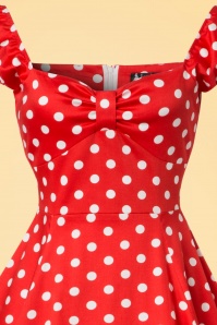 Lady V by Lady Vintage - 50s Spotty Polkadot Swing Dress in Red 3