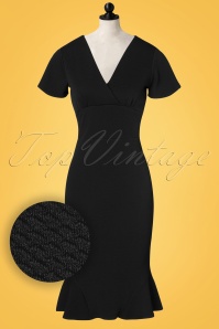 Vintage Chic for Topvintage - Peggy Waterfall Pencil Dress Années 50 en Noir 2