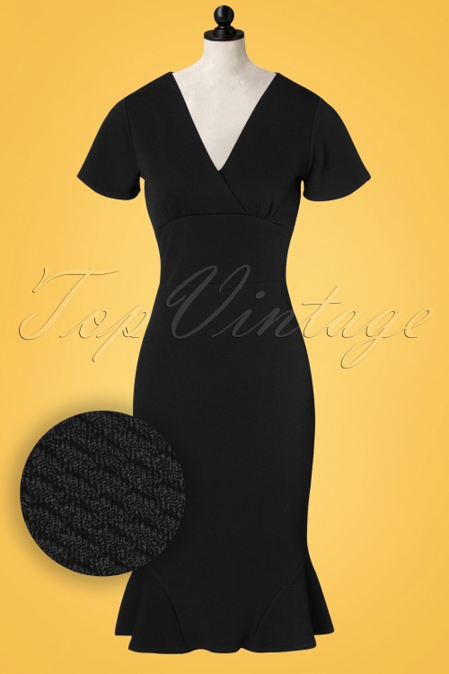Vintage Chic for Topvintage - Peggy Waterfall Pencil Dress Années 50 en Noir 2