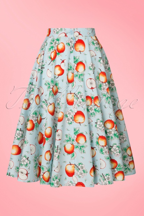Bunny - 50s Somerset Apples Swing Skirt in Blue 5