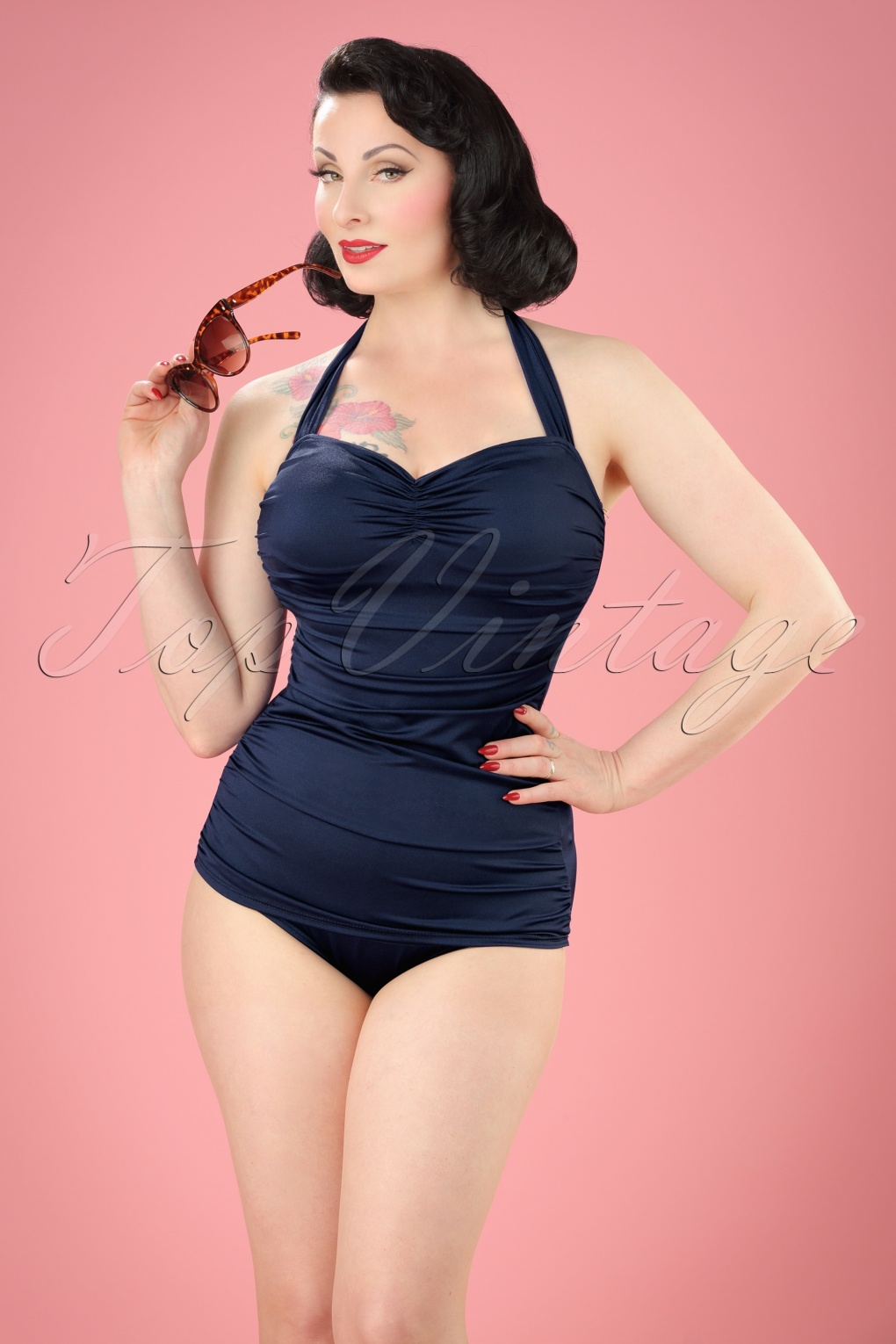 50s Classic Fifties One Piece Swimsuit In Navy   111869 Esther Williams Classic Fifties Bathing Suit Navy Blue 161 31 12101 20140219 0008W Full 