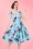 Hearts & Roses - 50s Bonnie Floral Swing Dress in Light Blue 6