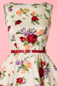 Lady V by Lady Vintage - 50s Hepburn Roses Swing Dress in Cream 4
