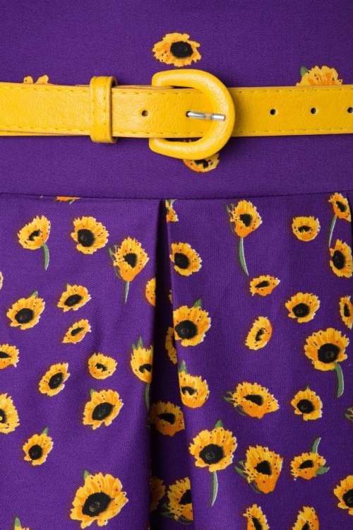 Lindy Bop - 50s Valerie Sunflowers Swing Dress in Purple 5
